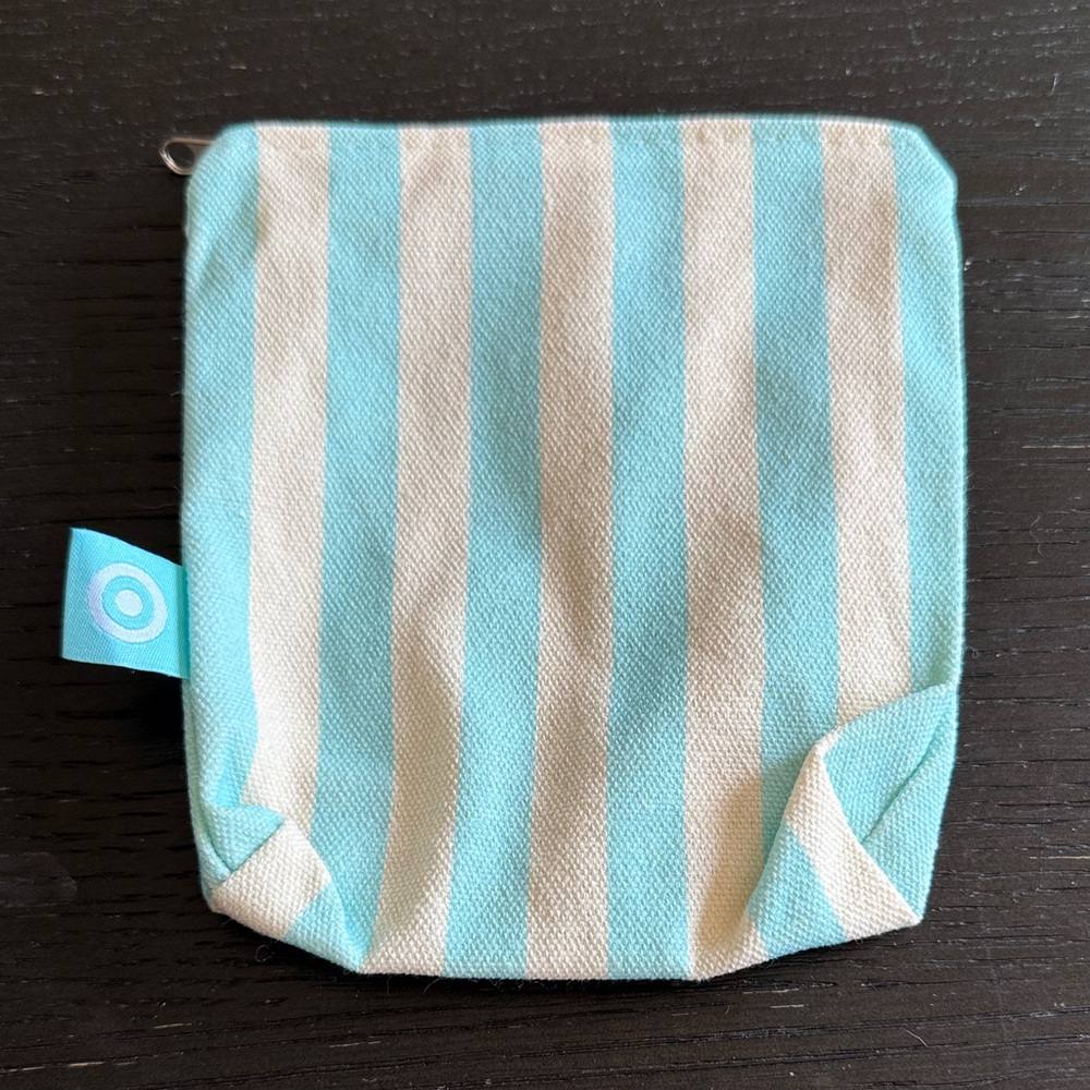Z Target Blue and Cream Striped Cosmetic Travel Bag
